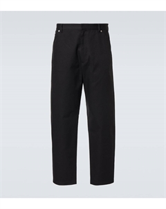 Хлопковые брюки с широкими штанинами средней посадки, черный Prada