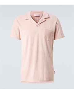 Поло из хлопкового велюра, Pink Sand Orlebar brown