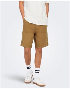 Мужские бермуды из 100% хлопка Loose fit, коричневый Only & sons
