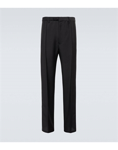 Брюки с логотипом из мохера и шерсти, черный Prada