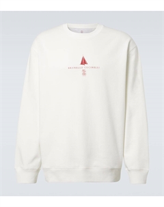 Логотип свитшота из хлопкового джерси, белый Brunello cucinelli