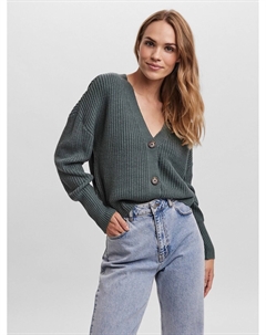 Кардиган короткий на пуговицах зеленый Vero moda