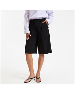 Шорты-бермуды со встречной складкой черный La redoute collections
