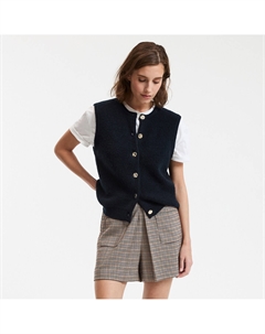 Кардиган на пуговицах круглый вырез крупная вязка синий La redoute collections