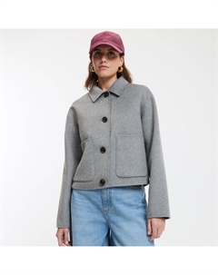 Короткое пальто с застежкой на пуговицы меланжевая шерсть серый La redoute collections