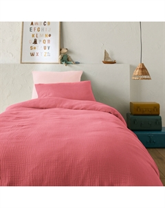 Пододеяльник детский из однотонной хлопчатобумажной газовой ткани Kumla розовый La redoute interieurs