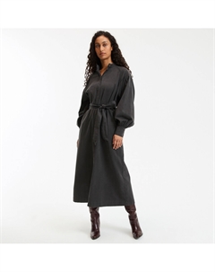 Платье длинное расклешенное с длинным рукавом серый La redoute collections