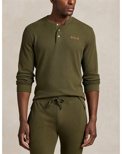 Топ пижамный из вафельного трикотажа с тунисским воротником зеленый Polo ralph lauren