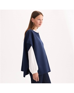 Пончо с круглым вырезом из миланского трикотажа синий Anne weyburn