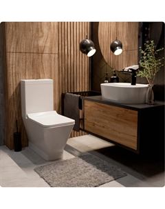 Унитаз напольный AQM1005PRO безободковый, с бачком, с сиденьем микролифт, белый глянцевый Aquame