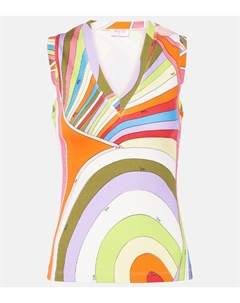 Асимметричный хлопковый топ с рубчиком Iride, разноцветный Pucci
