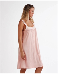 Женская ночная сорочка без рукавов с коротким принтом в горошек, розовый Admas