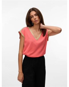 Футболка с V-образным вырезом розовый Vero moda