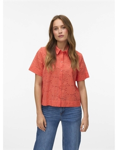 Блузка с короткими рукавами и английской вышивкой розовый Vero moda