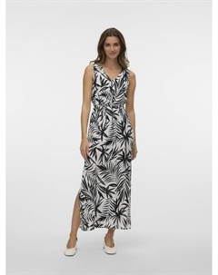 Платье длинное с V-образным вырезом и принтом листья белый Vero moda