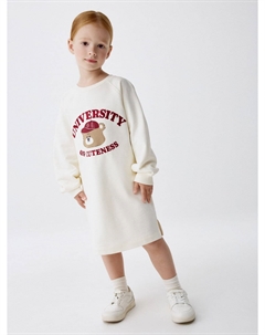 Платье-толстовка с принтом и вышивкой для девочек Sela