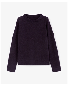 Джемпер вязаный силуэта умеренный оверсайз из смесовой пряжи с ворсовой структурой фиолетовый Glvr