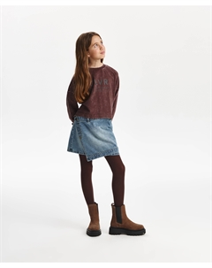 Юбка для девочки джинсовая с косым запахом голубая Gulliver