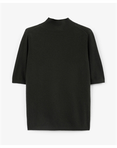 Водолазка вязаная с коротким рукавом из пряжи с добавлением кашемира оливковая Glvr