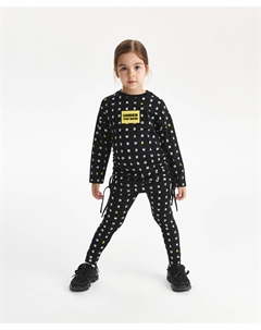 Лонгслив для левочки свободной формы с завязками черный с принтом Gulliver