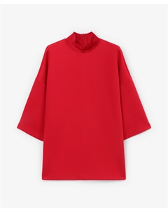 Блузка удлиненная оверсайз из интерлока красная Glvr