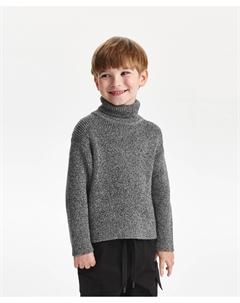 Свитер для мальчика из полушерстяной меланжевой пряжи серый Gulliver