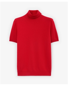 Водолазка вязаная с коротким рукавом из смесовой пряжи с добавлением кашемира красная Glvr