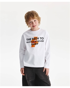 Лонгслив для мальчика свободной формы белый Gulliver