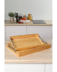 Набор из 2 сервировочных подносов из бамбука 21maison