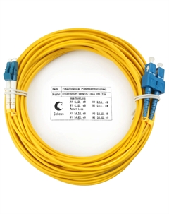 Патч-корд оптический FOP(d)-9-LC-SC-20m, LC/UPC-SC/UPC, одномодовый, 9/125, OS2, двойной, 20 м, LSZH, желтый (FOP(d)-9-LC-SC-20m) Cabeus