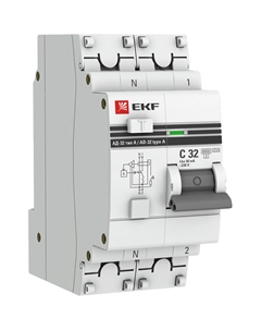 Автомат дифференциальный PROxima АД-32 32А 1P+N тип A 30 мА 6 кА (DA32-6-32-30-a-pro) Ekf