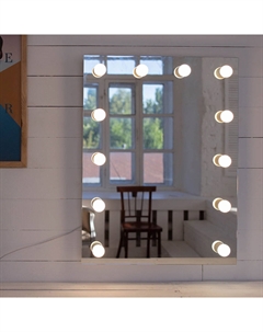 Зеркало настенное с лампочками Anabel 600х800 мм гримерное белое Континент