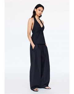 Брюки BARREL WITH ELASTICATED WAIST, темно-синий Pull & bear