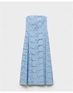 Женское английское платье без бретелек с вышивкой, синий Mango