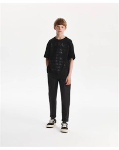 Брюки для мальчика текстильные прямого кроя черные Gulliver