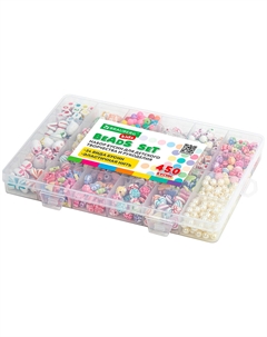 Набор для творчества рукоделия и создания украшений Beads Set 450 бусин 24 вида нить Kids 664695 Brauberg