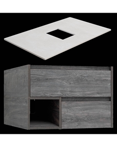 Тумба под раковину со столешницей Карлстад 75 дуб рошелье, простоун беж Stworki