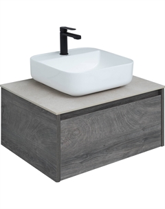 Тумба под раковину со столешницей Карлстад 60 дуб рошелье, простоун беж Stworki