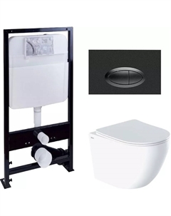 Комплект Унитаз подвесной IDDIS Blanco BLARDSEi25 безободковый, с микролифтом + Система инсталляции ProLT 0026-2020 + Кнопка смыва 0054 черная матовая Ewrika