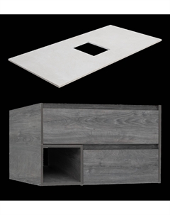 Тумба под раковину со столешницей Карлстад 90 дуб рошелье, простоун беж Stworki