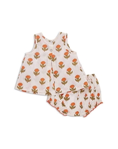 Детский комплект "Jaipur Floral" для девочек: платье и шортики-блумеры, коричневый/бежевый Pink chicken