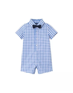 Голубая рубашка в клетку для мальчиков с бабочкой, синий Andy & evan