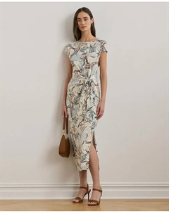 Мид платье из эластичного джерси, кремовый Lauren ralph lauren