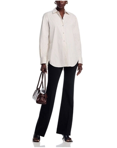 Бойфренд-рубашка из хлопковой ткани в полоску, коричневый/бежевый Theory