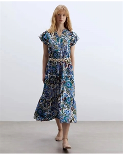 Полуприлегающее платье-рубашка миди, синий Сфера