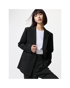 Двубортный пиджак женский, черный Uniqlo