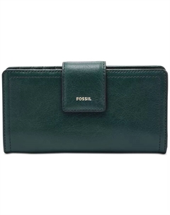 Кожаный кошелек Logan с RFID-защитой и откидным клапаном, черный Fossil