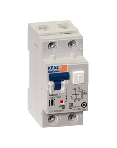 Автоматический выключатель дифф. тока (АВДТ) 103505 с защитой от сверхтоков OptiDin D63-22C6-A-УХЛ4 (2P, C6, 30mA) Кэаз