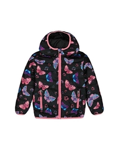 Детская стёганая куртка с принтом для межсезонья - Big Kid, черный Deux par deux