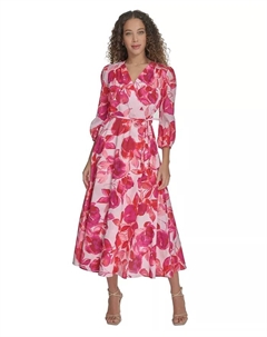 Платье Women's Floral-Print Cotton Midi Dresses, розовый Calvin klein